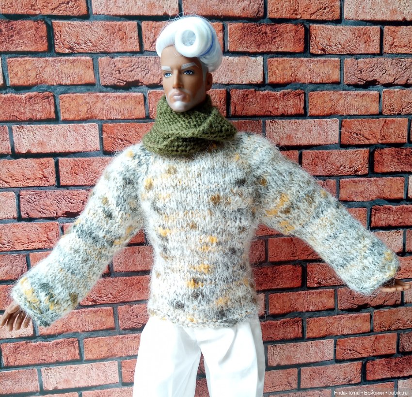 Адонис свитер аутфит джемпер твид шапка снуд шарф TBLeague PHICEN JiaouDoll Action figure (фото 3)