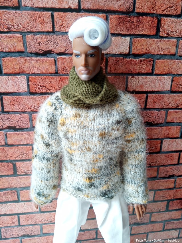 Адонис свитер аутфит джемпер твид шапка снуд шарф TBLeague PHICEN JiaouDoll Action figure (фото 4)