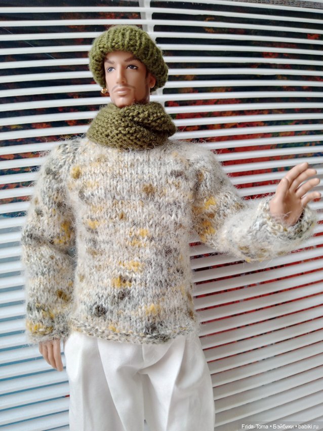 Адонис свитер аутфит джемпер твид шапка снуд шарф TBLeague PHICEN JiaouDoll Action figure (фото 6)