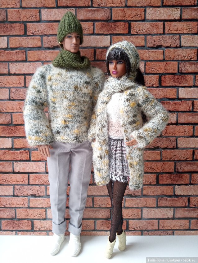 Адонис свитер аутфит джемпер твид шапка снуд шарф TBLeague PHICEN JiaouDoll Action figure (фото 10)