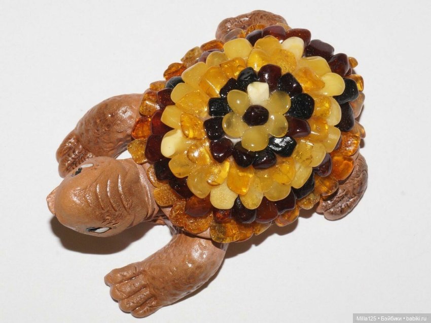 Статуэтка фигурка Черепашка из янтаря (фото 2)