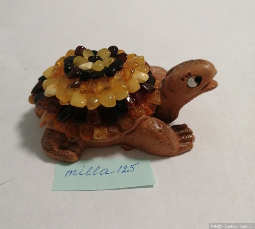 Статуэтка фигурка Черепашка из янтаря (фото 8)