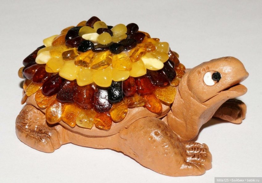 Статуэтка фигурка Черепашка из янтаря (фото 3)
