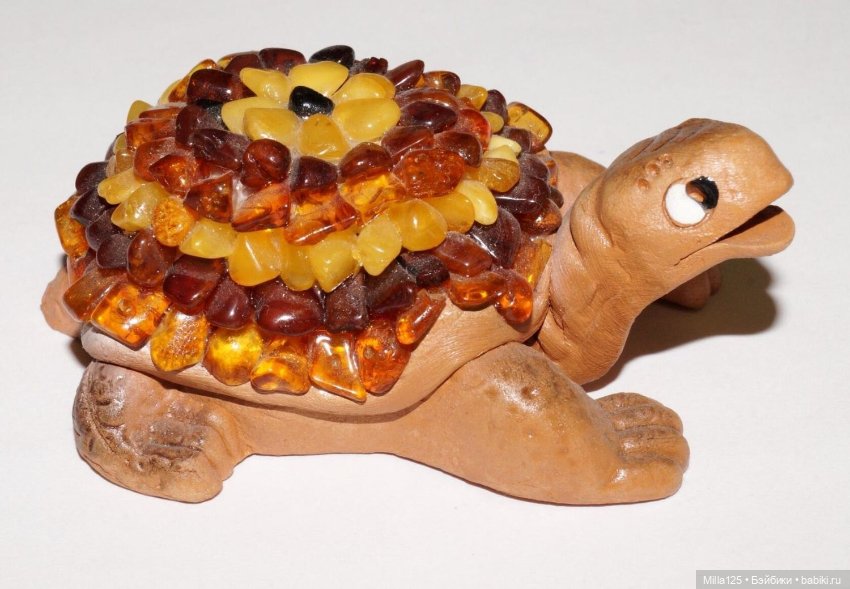Статуэтка фигурка Черепашка из янтаря