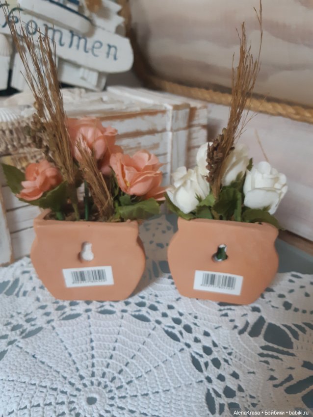 Глиняные горшочки с сухоцветвми ,Германия (фото 3)