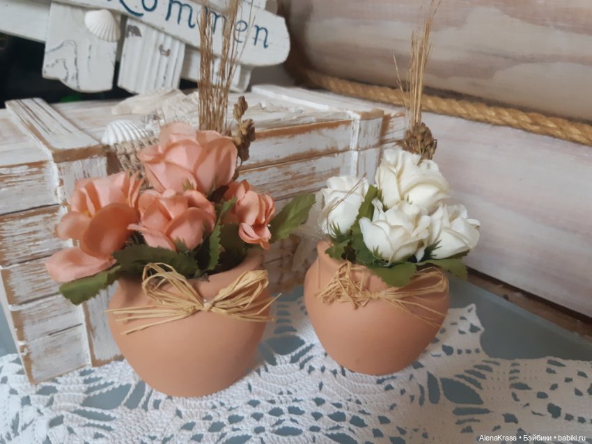 Глиняные горшочки с сухоцветвми ,Германия (фото 2)