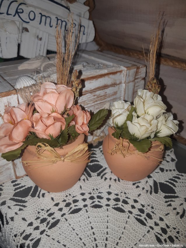 Глиняные горшочки с сухоцветвми ,Германия