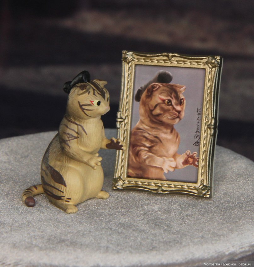 Кот самурай с портретом — Миниатюра для кукол