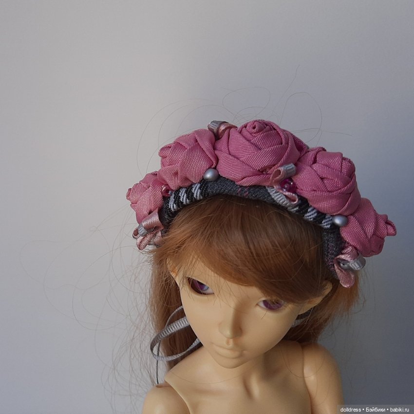 Шляпка-ободок с розами — Аксессуары для BJD (фото 3)