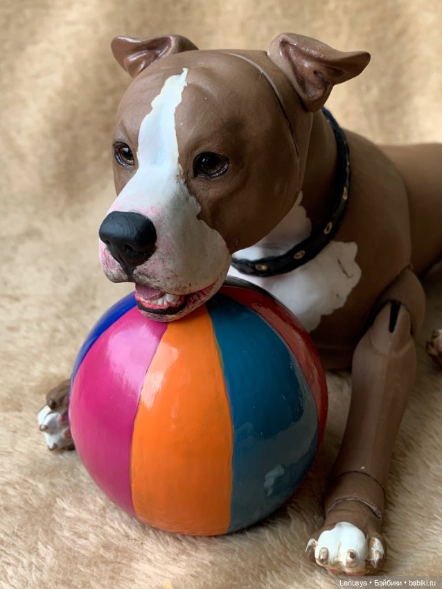 Продам фарфорового бжд пса - стаффордширский терьер мальчик (фото 2)