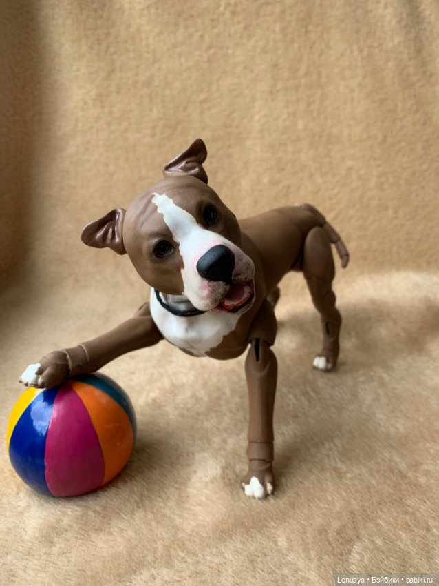 Продам фарфорового бжд пса - стаффордширский терьер мальчик (фото 3)