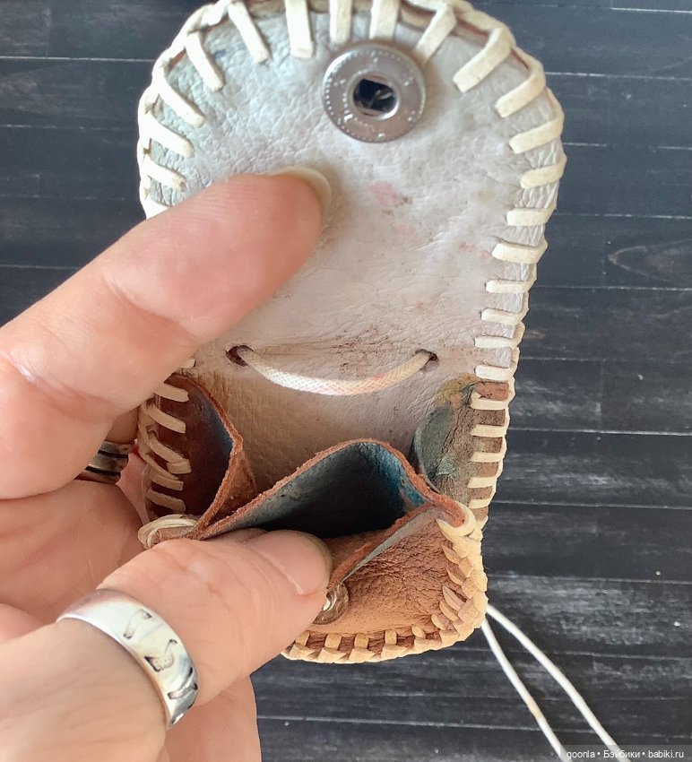 Кожаный марокканский кошелечек-сумочка для мелочи (фото 2)