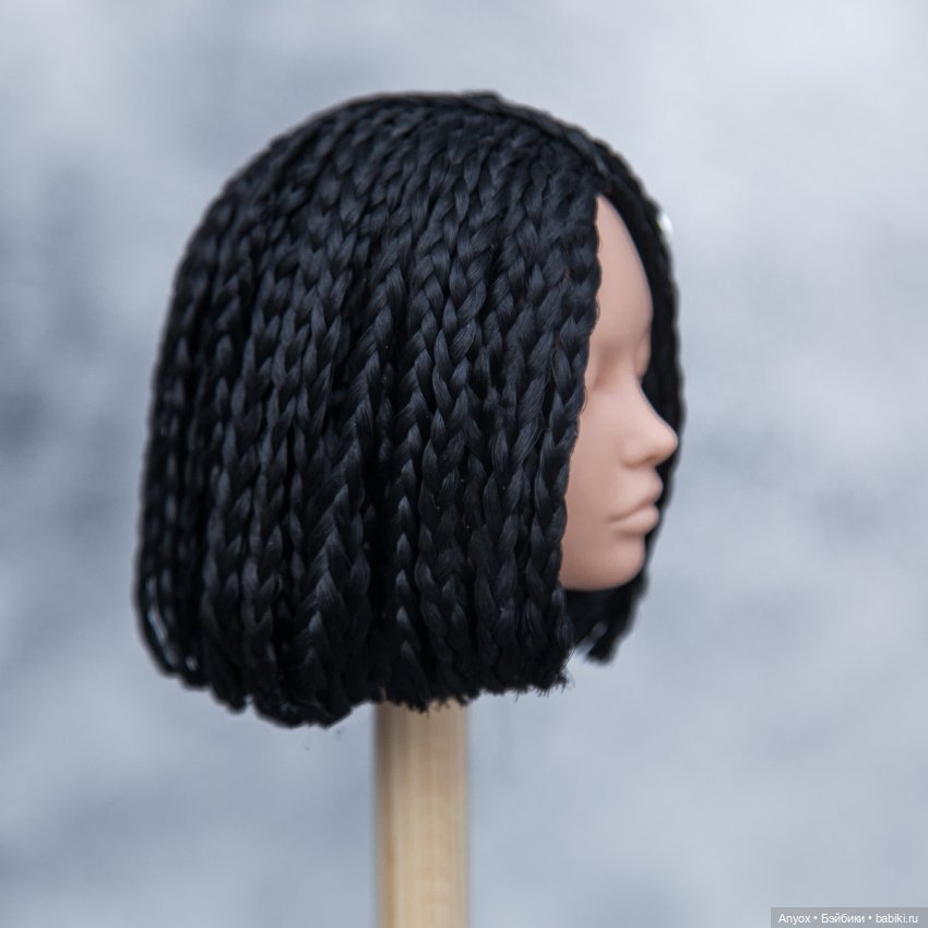 Парик Зи-Зи косички Черный для кукол с головой 4-5 12,5см обхват (Дольше Dollshe Диана и подобные) (фото 3)