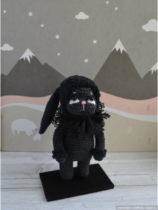 Черный кролик, Вязаная Кукла Зайка, Зайчик Амигуруми, Black Rabbit Doll