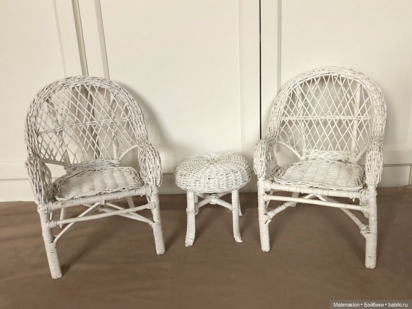 Плетеная мебель для больших кукол и медведей