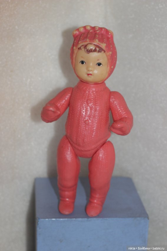 Кукла СССР * Девочка в вязанном костюме, лыжница * 25 см * Редкая * Пластик