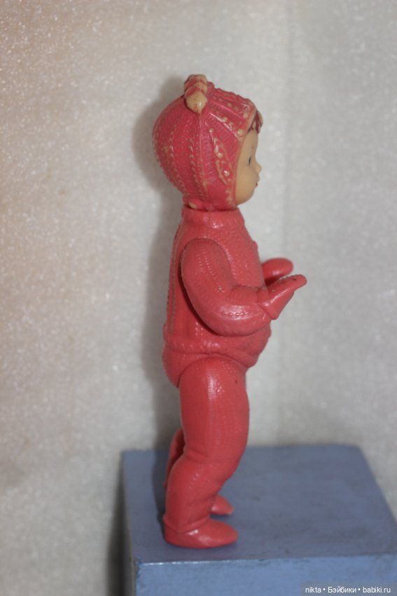 Кукла СССР * Девочка в вязанном костюме, лыжница * 25 см * Редкая * Пластик (фото 3)