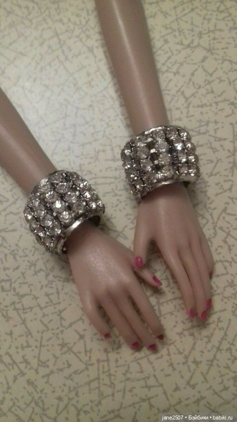 Украшения для Fashion royalty, Nu Face, Poppy Parker - браслеты OOAK (2 шт), горный хрусталь (фото 4)