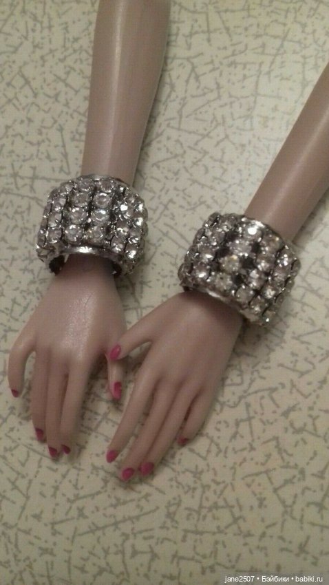 Украшения для Fashion royalty, Nu Face, Poppy Parker - браслеты OOAK (2 шт), горный хрусталь (фото 3)