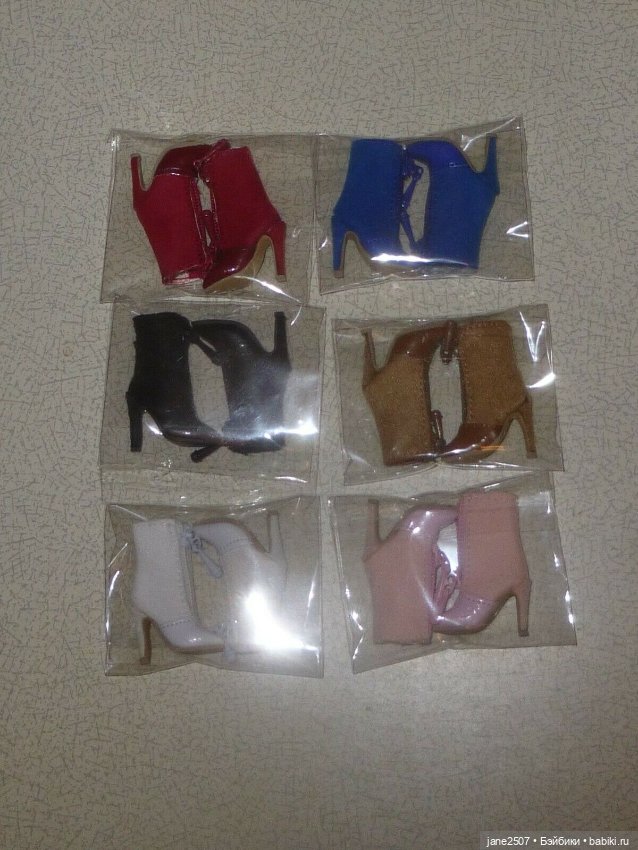 Набор обуви на молнии Handmade для Fashion royalty, Nu Face, Barbie, кукол 12 дюймов - 6 цветов (фото 2)