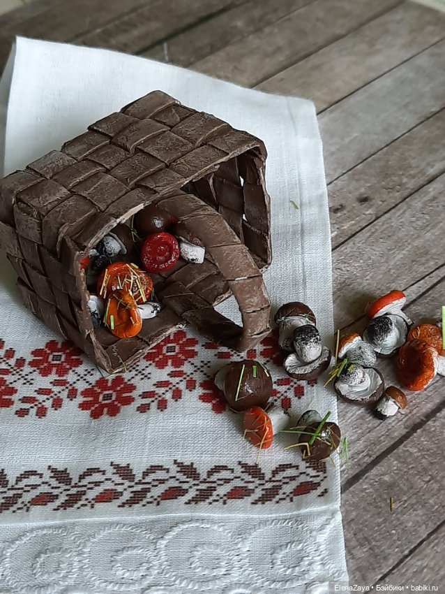 Корзина с грибами — Миниатюра для кукол (фото 8)