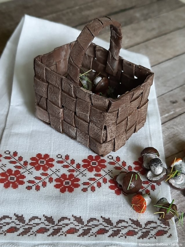 Корзина с грибами — Миниатюра для кукол (фото 6)