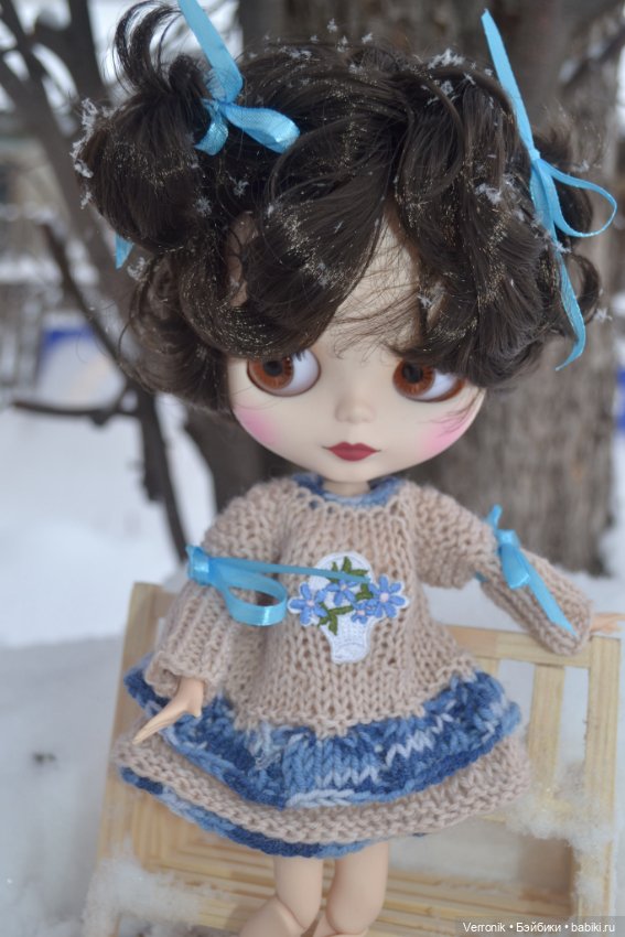 Платье и гетры "Гжель" для куклы Блайз ( Blythe)