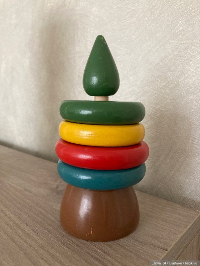 Пирамидка СССР, дерево — Винтажные куклы и игрушки детства