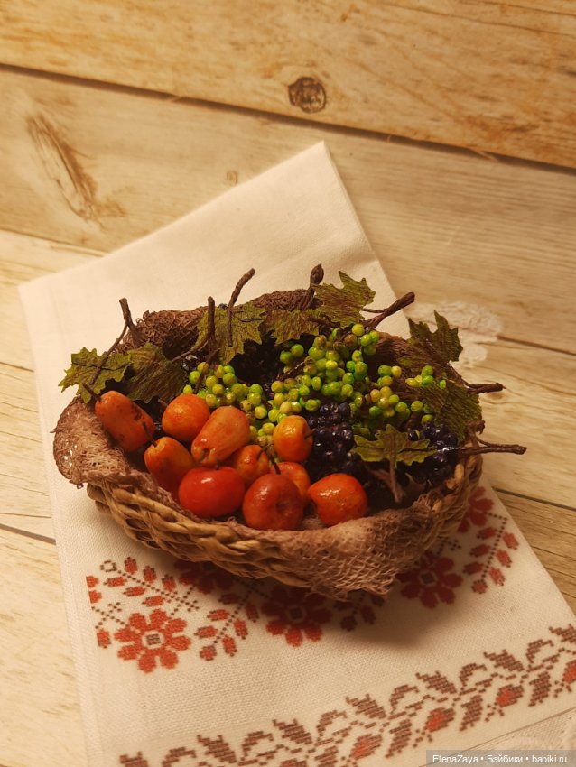 Корзина с фруктами — Миниатюра для кукол