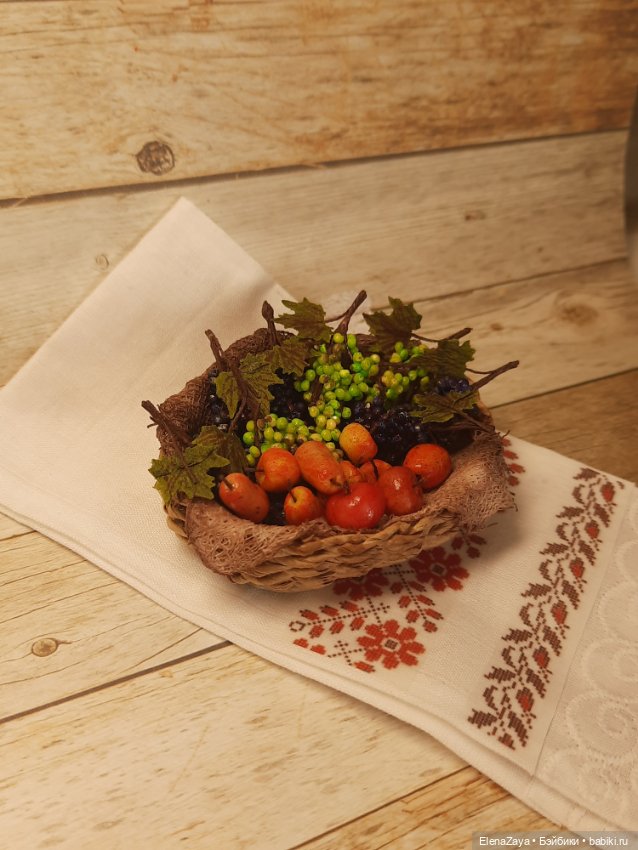Корзина с фруктами — Миниатюра для кукол (фото 2)