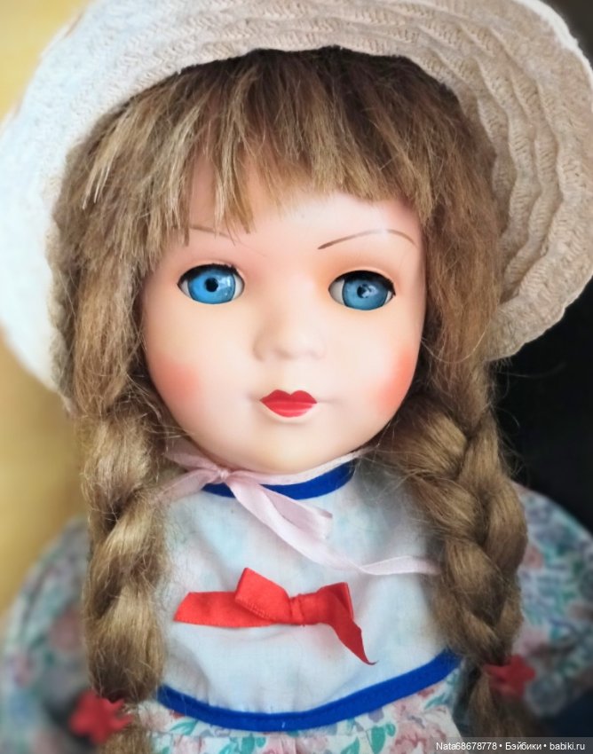 Винтаж: Старинная кукла из папье-маше и керамики. С молдированными волосами