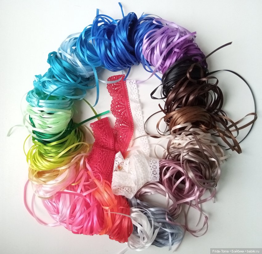 Лот атласные ленты 3 мм ширина 5 метров длина - 30 цветов