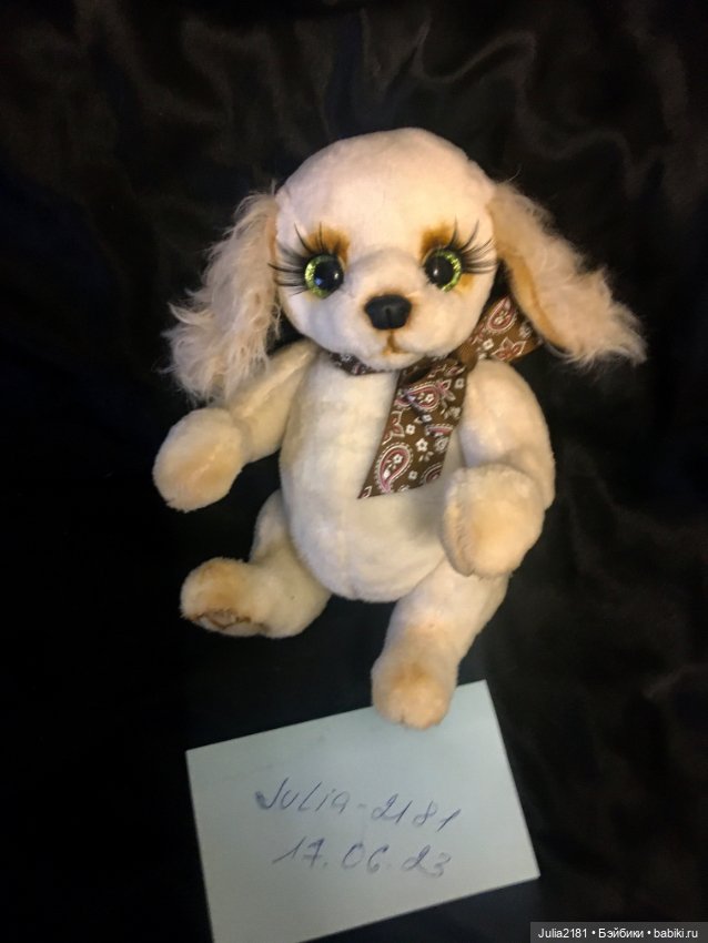 Тедди собачка ,игрушка коллекционная белый щенок (фото 5)