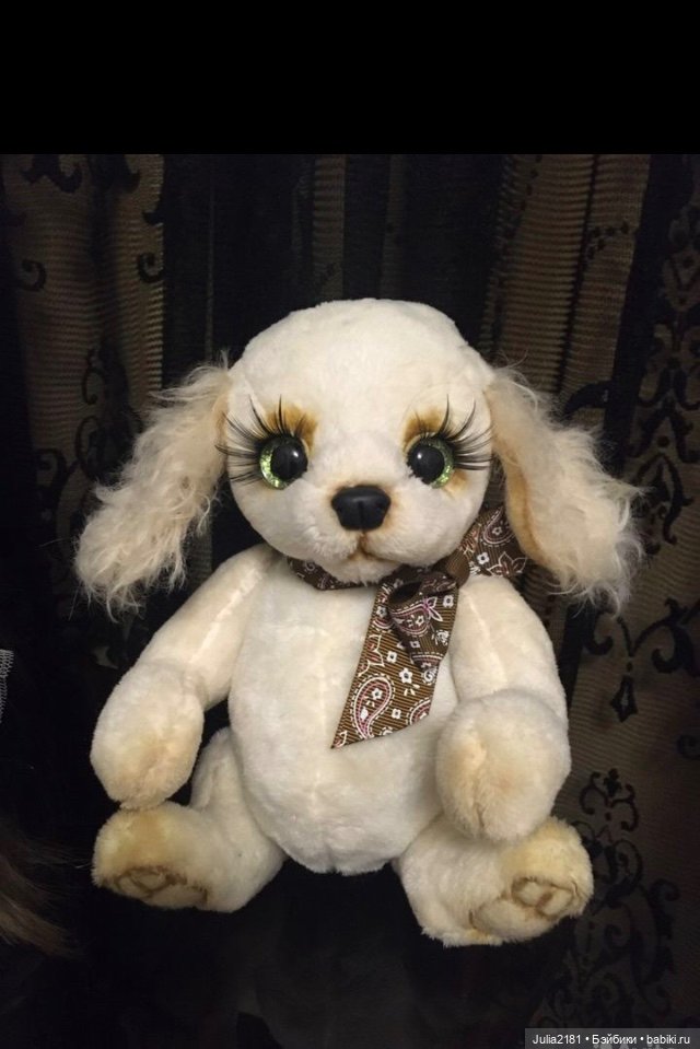Тедди собачка ,игрушка коллекционная белый щенок (фото 4)