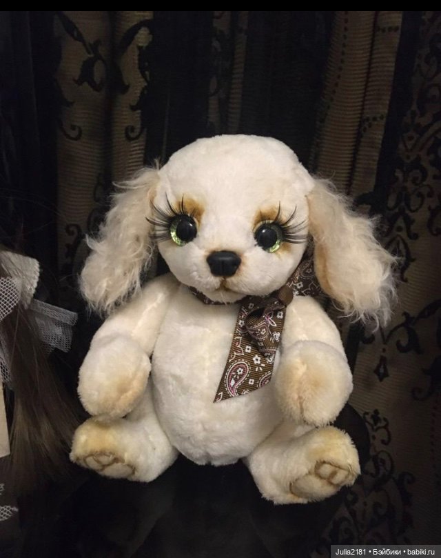 Тедди собачка ,игрушка коллекционная белый щенок (фото 3)