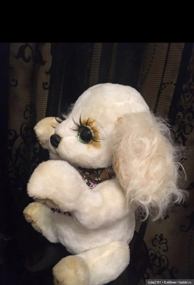 Тедди собачка ,игрушка коллекционная белый щенок (фото 2)