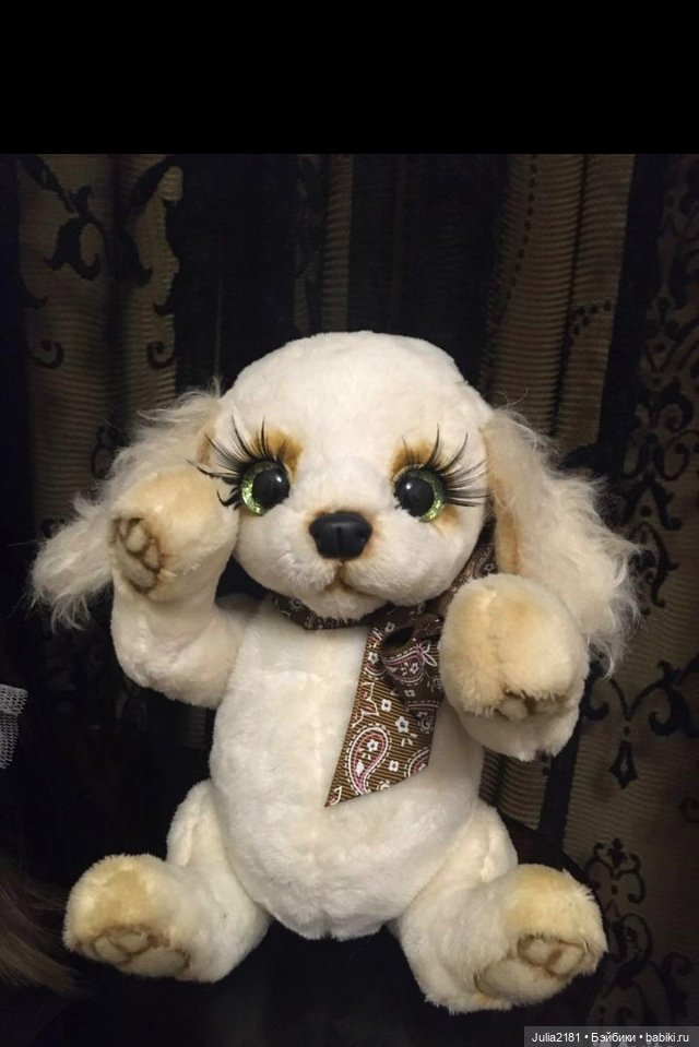 Тедди собачка ,игрушка коллекционная белый щенок