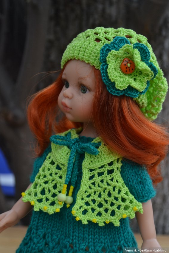 Платье, жилет, берет и гетры для куклы Paola Reina (фото 3)