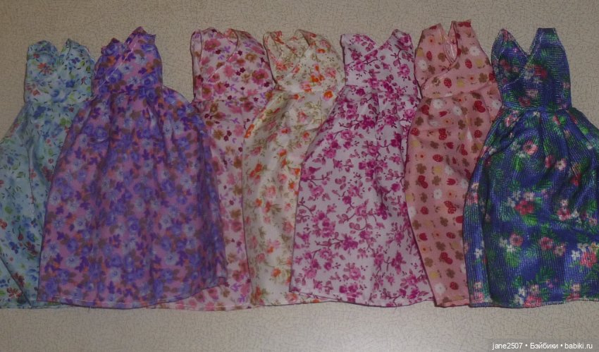 Лот простых летних платьев с цветочным принтом для Барби и других кукол 12 дюймов (Handmade)