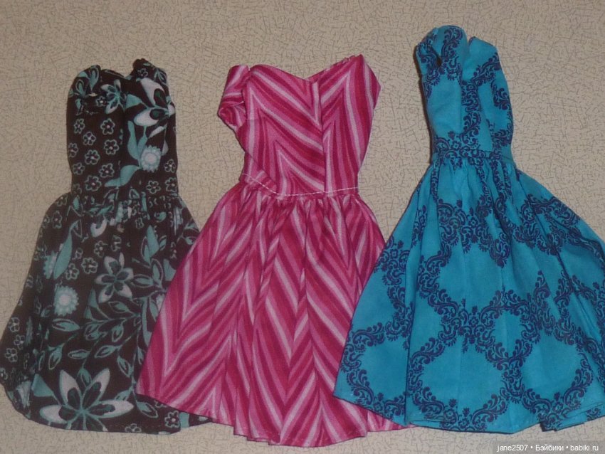 Платья Handmade (лот №1) для Барби старого образца, Silkstone, классического тела FR, East 59 (фото 2)