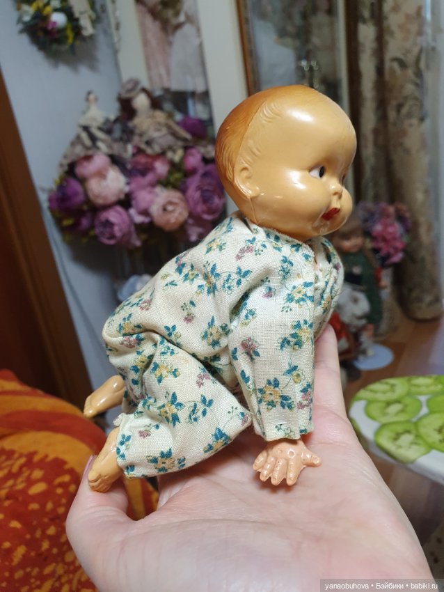 Заводной ползающий пупс №1. США. Винтаж (фото 2)