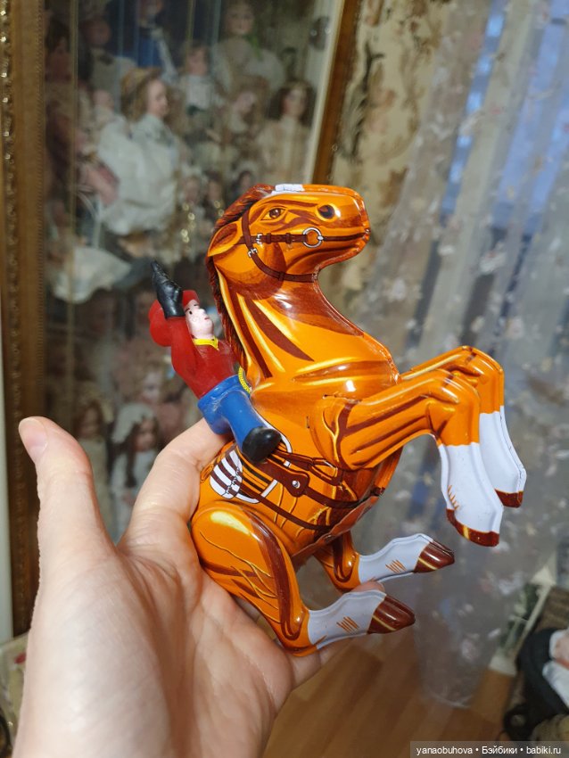 Винтажная заводная игрушка ковбой с родной коробкой. Корея (фото 2)