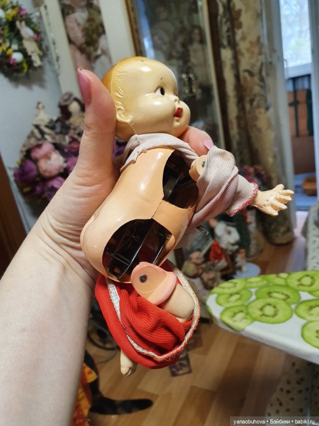 Заводной ползающий пупс №1. США. Винтаж (фото 7)