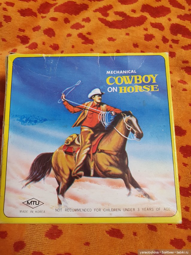 Винтажная заводная игрушка ковбой с родной коробкой. Корея (фото 5)