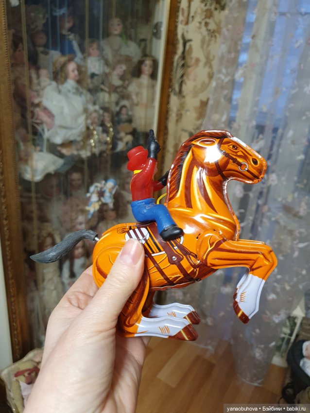 Винтажная заводная игрушка ковбой с родной коробкой. Корея (фото 3)