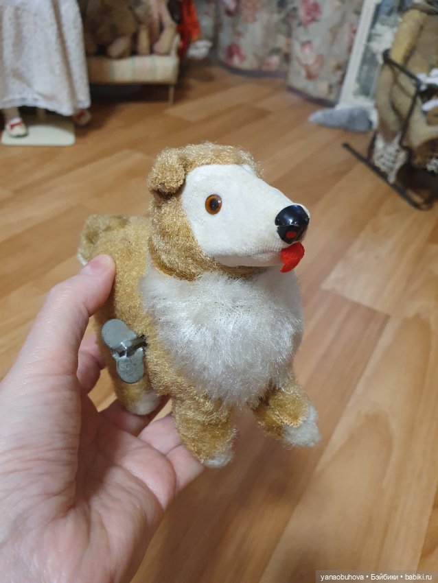 Старинная заводная игрушка собака Колли (фото 4)