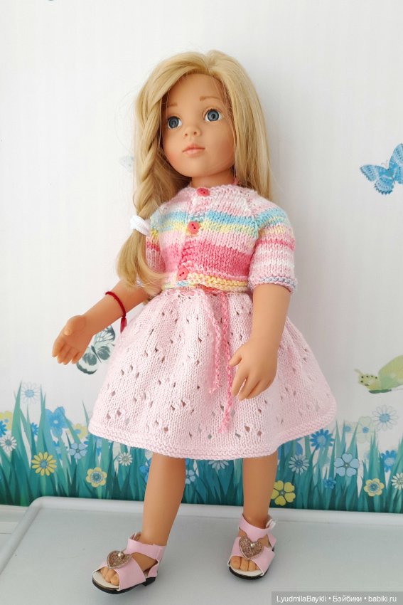 Вязаные платья для кукол Готц 50 см (фото 5)