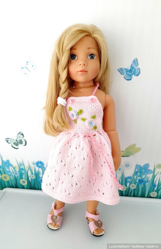 Вязаные платья для кукол Готц 50 см (фото 6)