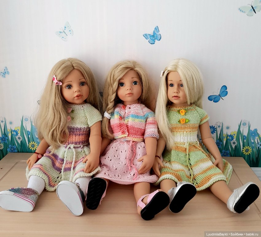Вязаные платья для кукол Готц 50 см