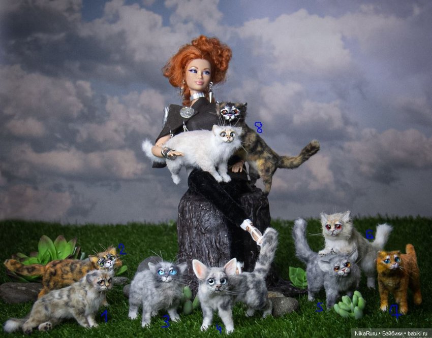 Кошка формат 1/6 для Барби игрушка в смешанной технике (фото 5)